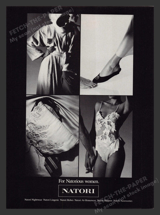 Natori 1980s Print Advertisement For Natorious Women Lingerie Fetch the Paper!
