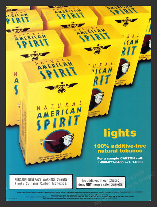 2003 Natural American Spirit Cigarettes Yellow Box Print Advertisement Ad.