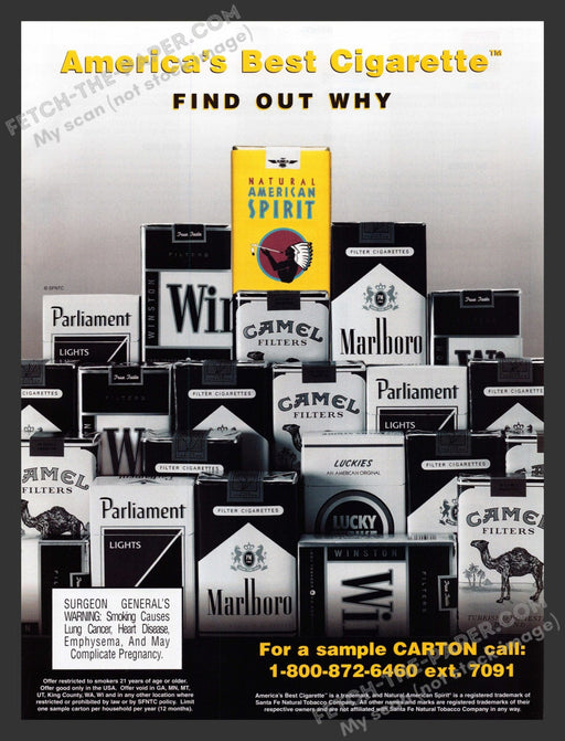 2001 Print Advertisement Natural American Spirit Cigarettes Yellow Carton Ad.