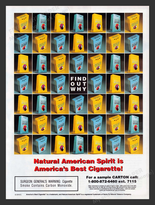 2002 Natural Spirit Cigarettes Grid of Boxes Print Advertisement Ad.