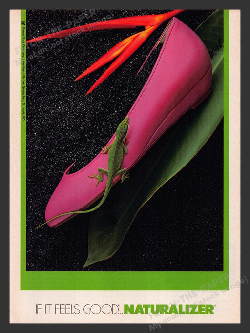 1988 Naturalizer Shoes Green Lizzard "If it feels good" Print Advertisement Ad