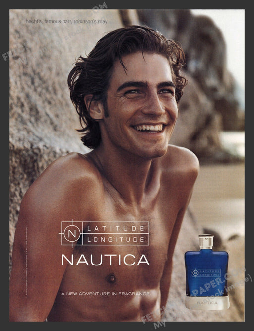2001 Print Advertisement Nautica Latitude Longitude Fragrance for Men Ad.