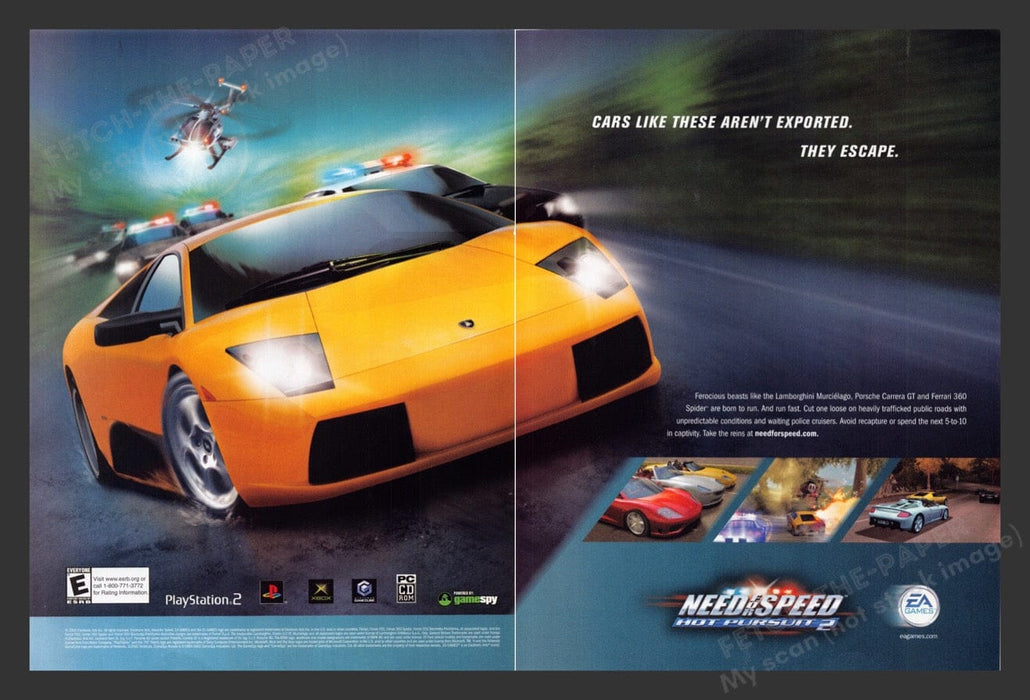 2002 Need for Speed: Hot Pursuit 2 Video Game Print Advertisement (2 Pages)