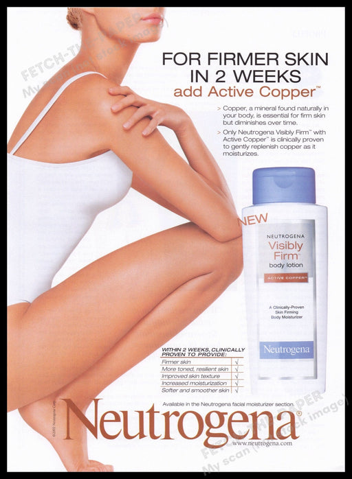 Neutrogena Firm Skin 2000s Print Advertisement Ad 2002 Legs Arms Model Fetch the Paper!