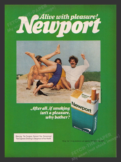 1979 Newport Menthol Cigarettes Beach Somersault Print Advertisement Ad
