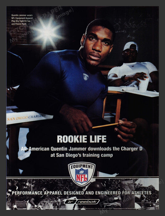 2002 NFL Equipment Rookie Life Quentin Jammer Athlete Print Advertisement.