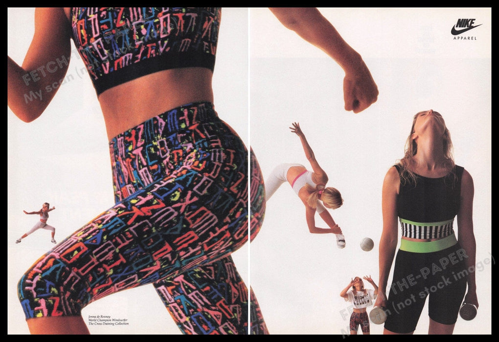 Nike Apparel Women Working Out 1980s Print Advertisement (2 pages) 1989 Fetch the Paper!