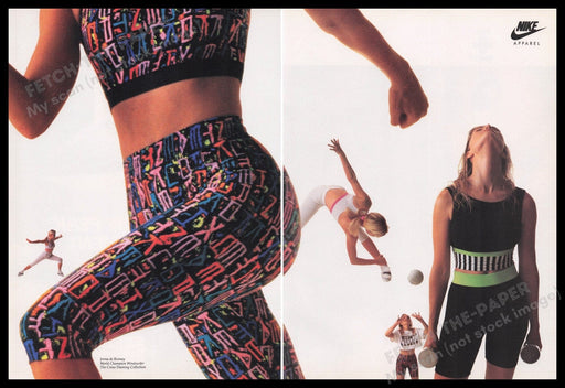 Nike Apparel Women Working Out 1980s Print Advertisement (2 pages) 1989 Fetch the Paper!