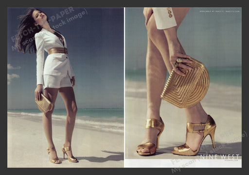 Nine West Shoes Long Legs Ocean Beach 2000s Print Advertisement Ad (2 pgs) 2008 Fetch the Paper!