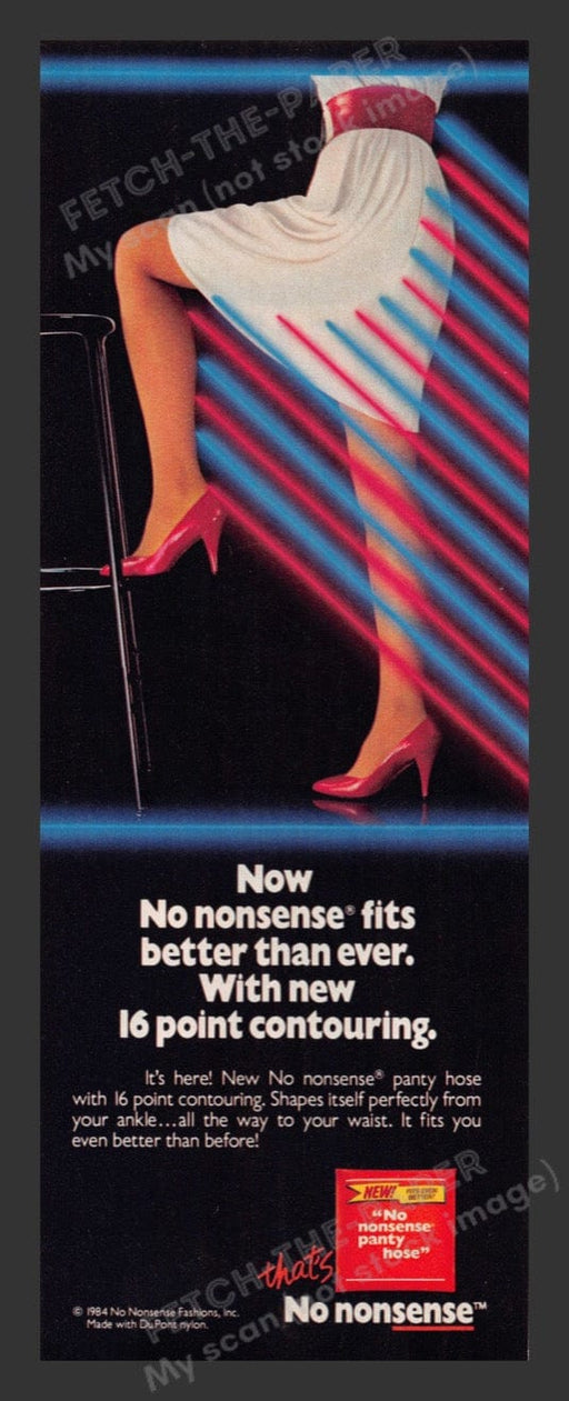 1985 No Nonsense Pantyhose Sexy Legs on Stool Print Advertisement Ad