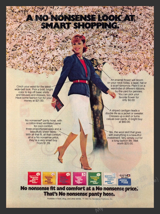 1980 No Nonsense Pantyhose Smart shopping Print Advertisement Ad