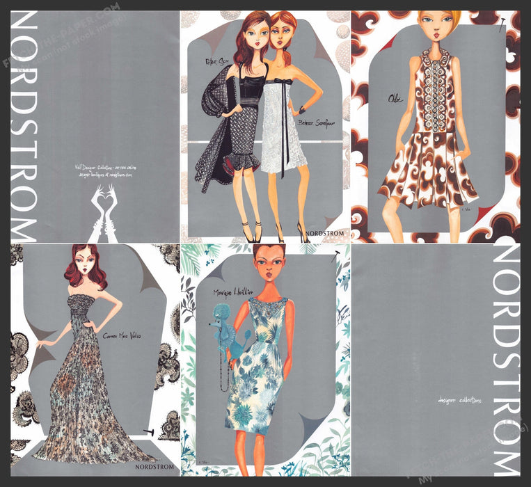 2006 Print Advertisement 3 Page Nordstrom Designer Illustrations Ad.