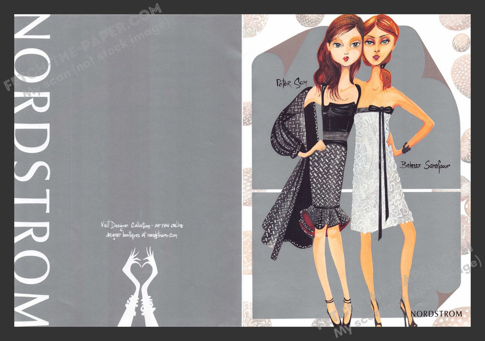 2006 Print Advertisement 3 Page Nordstrom Designer Illustrations Ad.