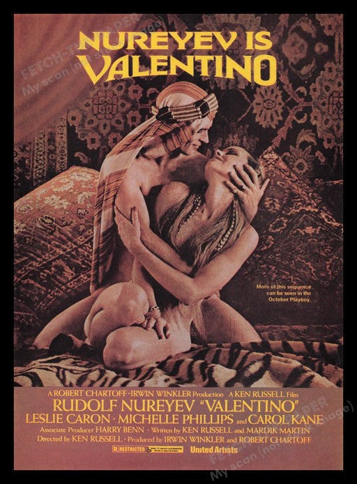 Nureyev Is Valentino 1970s Print Advertisement Ad 1977 Movie Release Promo Fetch the Paper!