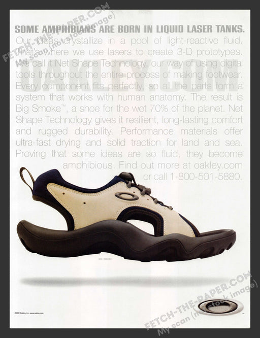 2001 Print Advertisement Oakley Shoes Big Smoke Sandal Ad.
