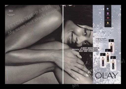 Olay 2000s Print Advertisement Ad (2 pages) 2000 Body Wash Model Skin Fetch the Paper!