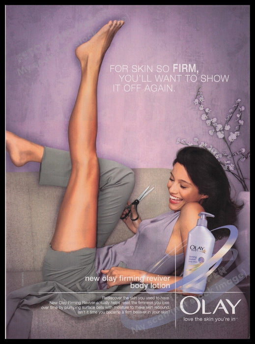 Olay Firming Reviver Body Lotion 2000s Print Advertisement Ad 2006 Legs Fetch the Paper!