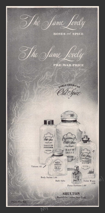 1948 Old Spice Roses & Spice at Pre-War Prices Print Advertisement Ad