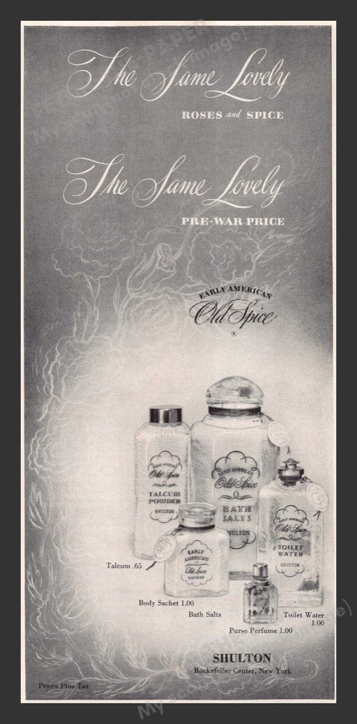 1948 Old Spice Roses & Spice at Pre-War Prices Print Advertisement Ad