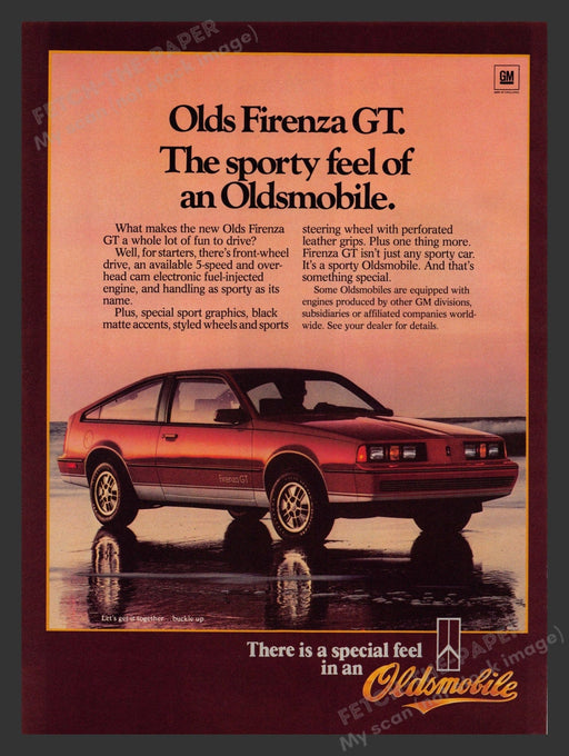 Oldsmobile 1980s Print Advertisement Ad 1983 Firenza GT Car Promo Fetch the Paper!