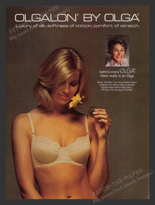Olgalon by Olga Bra Lingerie Flower 1980s Print Advertisement 1981 Fetch the Paper!