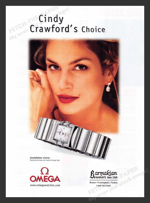 2000 Omega Watches Cindy Crawford Constellation Carre Print Advertisement Ad