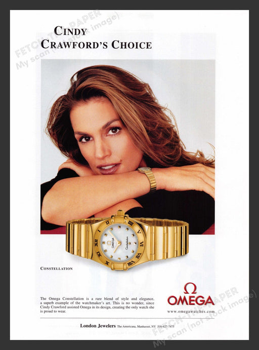 2003 Omega Watches Constellation Cindy Crawford Print Advertisement Ad