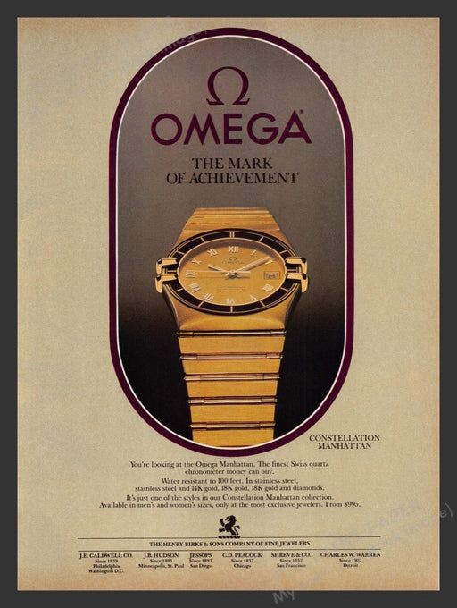 1984 Omega Watch "Constellation Manhattan" Print Advertisement Ad