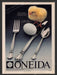 Oneida 1980s Print Advertisement 1985 Pattern Shown Alexis Silverware Fetch the Paper!