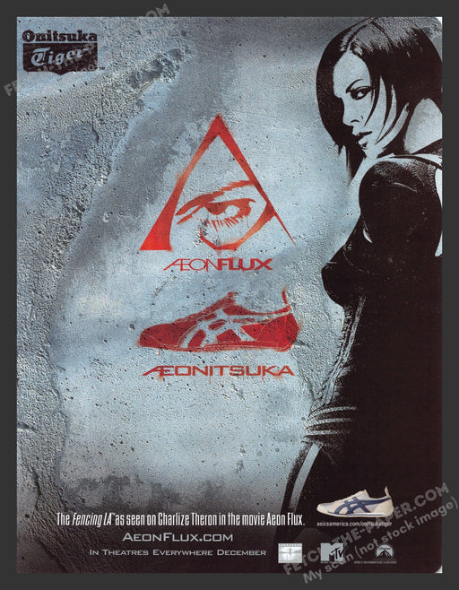 2005 Onitsuka Tiger Shoes by Asics Fencing LA Aeon Flux Print Advertisement.