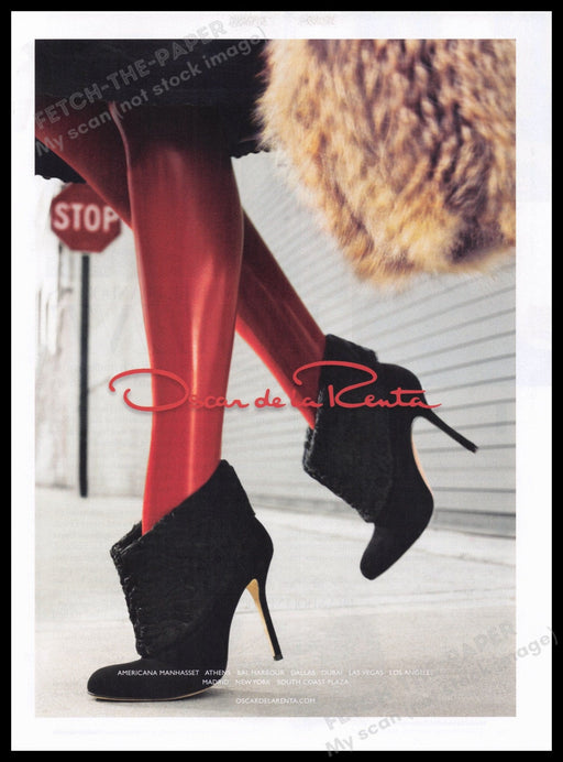 Oscar De La Renta Shoes 2000s Print Advertisement Ad 2011 Legs Red Tights Fetch the Paper!