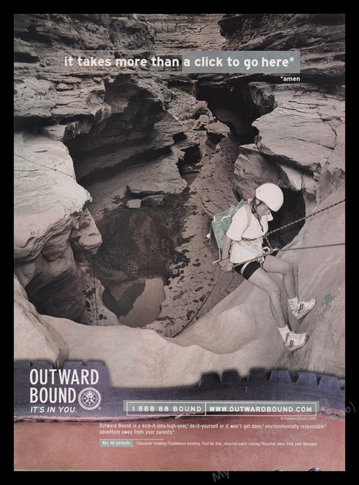 Outward Bound 2000s Print Advertisement Ad 2001 Kid's Adventure Fetch the Paper!