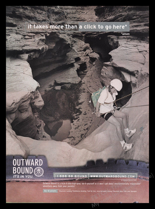 Outward Bound 2000s Print Advertisement Ad 2001 Kid's Adventure Fetch the Paper!