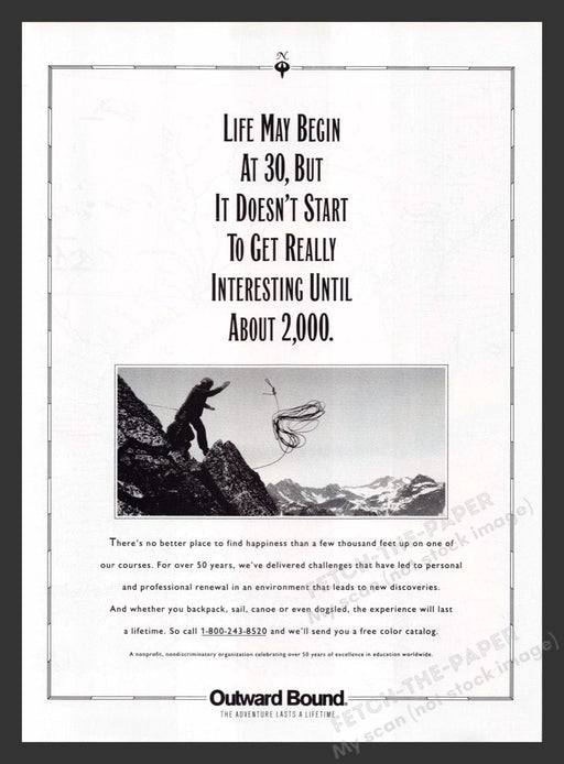 1999 Outward Bound Adventure 2,000 Feet Print Advertisement Ad