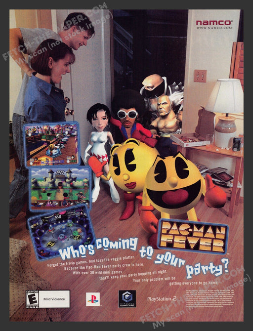 2002 Print Advertisement Video Game Pac-Man Fever Ad.