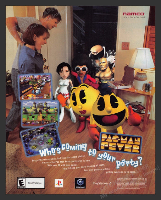 2002 Pac-Man Fever "Who's Coming To Your Party?" Video Game Print Advertisement