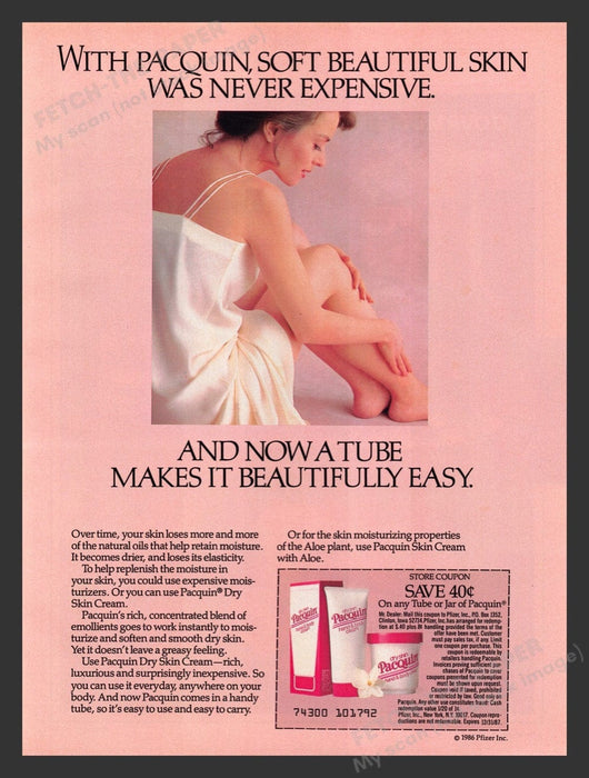 1986 Pacquin Hand and Body Cream Sexy Legs Print Advertisement Ad