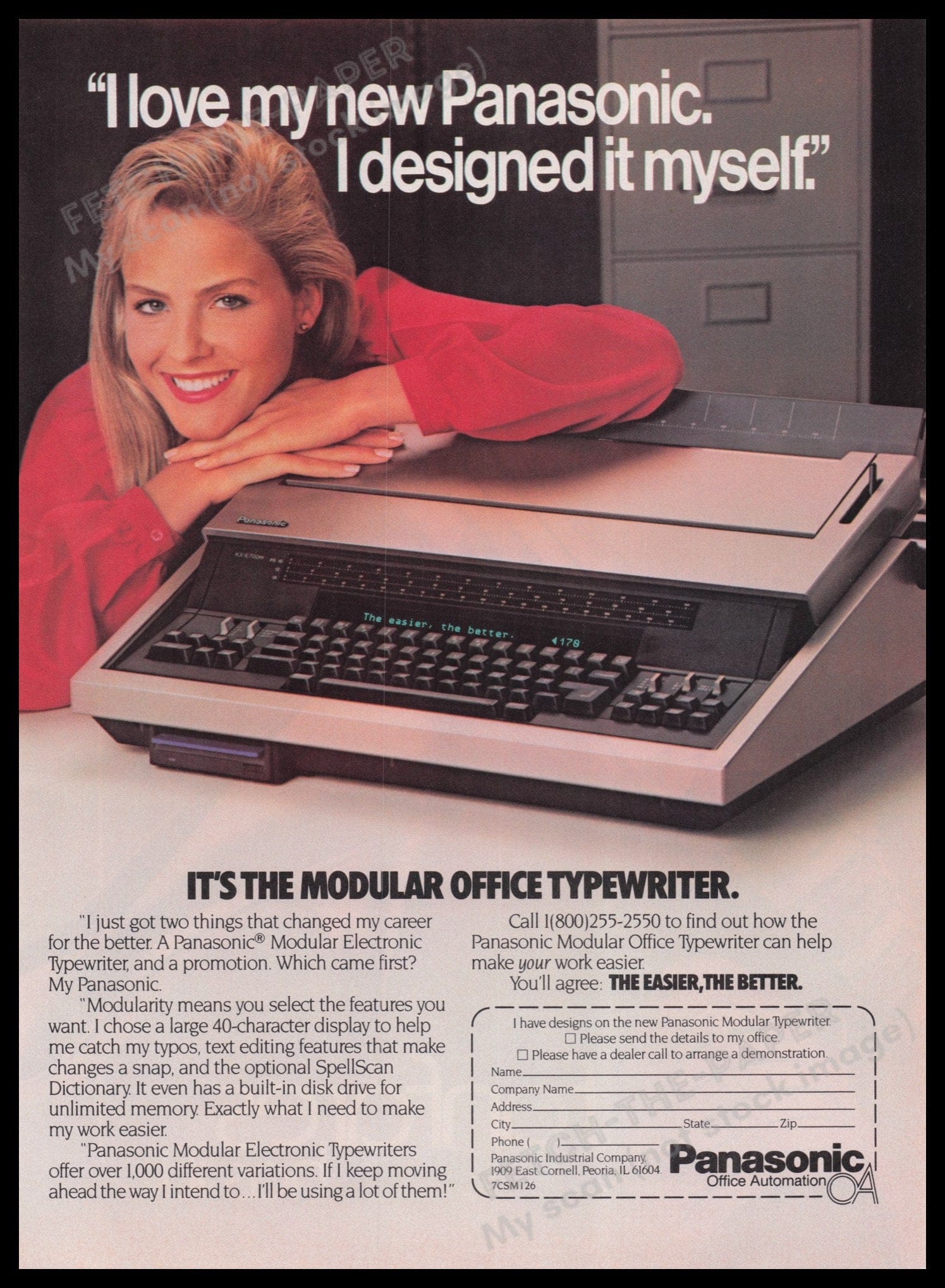 Panasonic Modular Electronic Typewriter 1980s Print Advertisement Ad 1 ...
