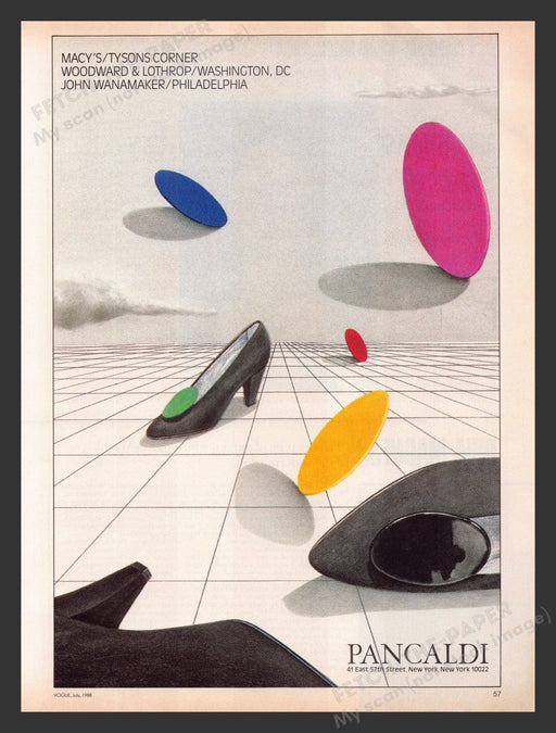1988 Pancaldi Shoes Perspective Drawing Print Advertisement Ad
