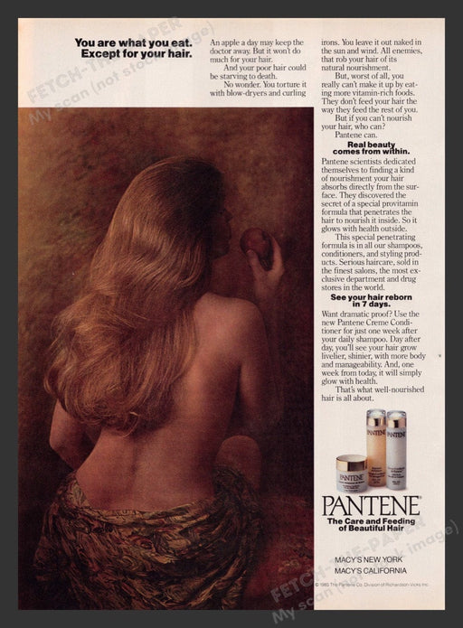 1984 Pantene Hair Care "You Are What You Eat" Print Advertisement Ad