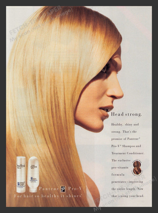 Pantene Pro-V Blonde Silky Hair 1990s Print Advertisement Ad 1996 Fetch the Paper!