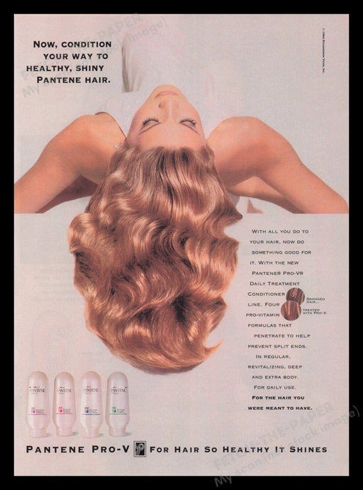 Pantene Pro-V Hair 1990s Print Advertisement Ad 1994 Blonde Model Fetch the Paper!
