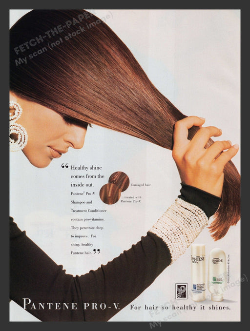 Pantene Pro-V Hair Silky Beautiful Woman 1990s Print Advertisement Ad 1993 Fetch the Paper!