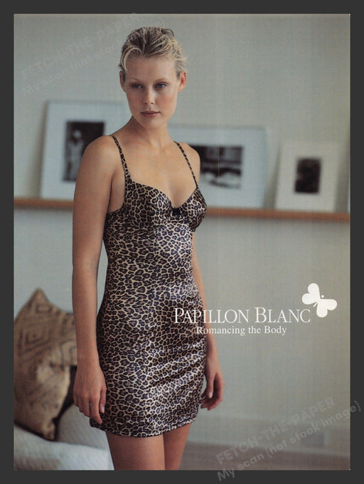 Papillon Blanc 1990s Print Advertisement Nightie Leopard Print Fetch the Paper!
