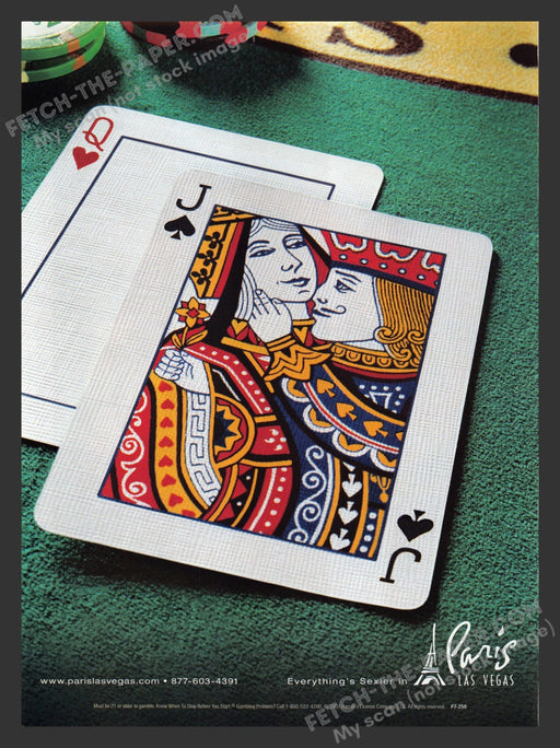 2007 Print Advertisement Paris Hotel Las Vegas Travel Black Jack Table Ad.