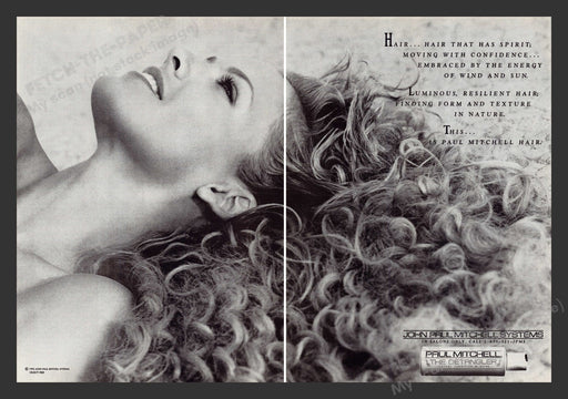 Paul Mitchell 1990s Print Advertisement (2 pages) 1995 Detangler Hair Curls Fetch the Paper!