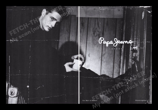 Pepe Jeans 1990s Print Advertisement Ad (2 pages) 1993 Jason Priestley Fetch the Paper!