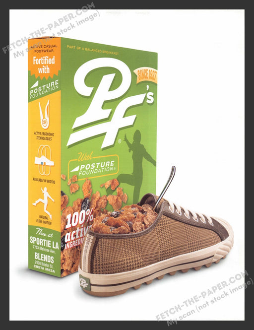 2003 PF Shoes Posture Foundation Cereal Print Advertisement Ad.