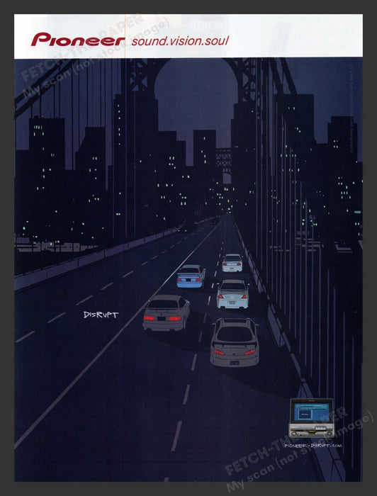 2003 Pioneer City Illustration Bridge "Disrupt" Print Advertisement Ad.