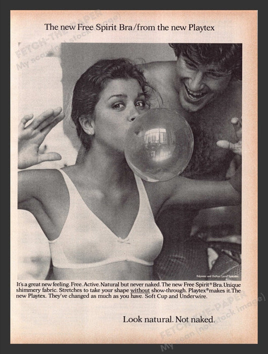 1979 Playtex Free Spirit Bra Girl Blowing Bubble Gum Print Advertisement Ad